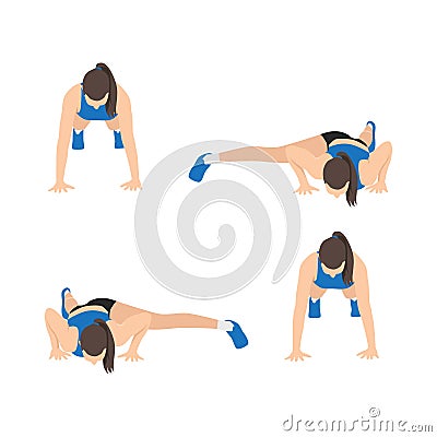 Woman doing Push up wiper exercise. Vector Illustration