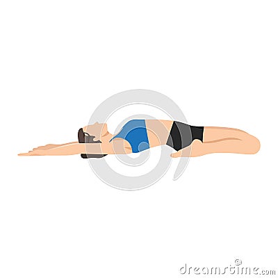 Woman doing Reclining Hero Pose Variation Hands On Thights Vector Illustration