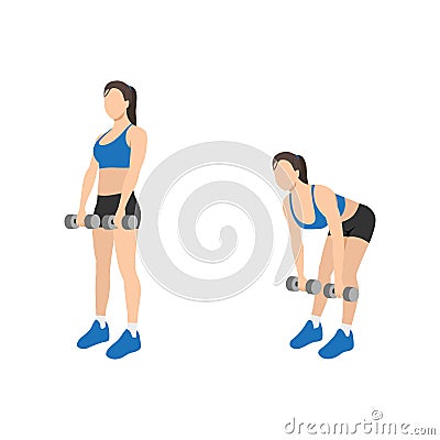 Woman doing Romanian deadlift exercise. Vector Illustration