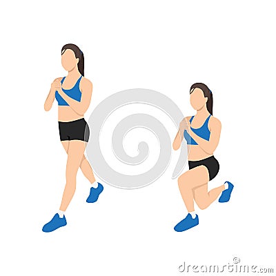 Woman doing Split squat exercise. Flat vector Vector Illustration
