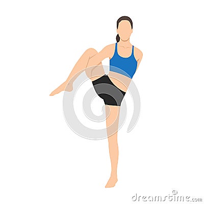 Woman doing Yoga in Bird of paradise pose exercise Vector Illustration