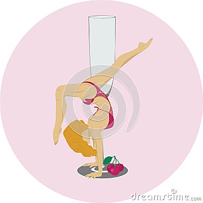 Woman doing yoga on a glass Vector Illustration