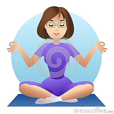 Woman doing yoga meditation. Girl doing relaxation. Vector Vector Illustration