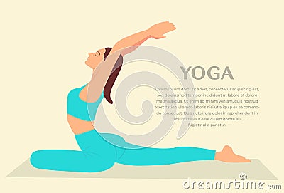 Woman doing yoga, pigeon kapotasana Vector Illustration Vector Illustration