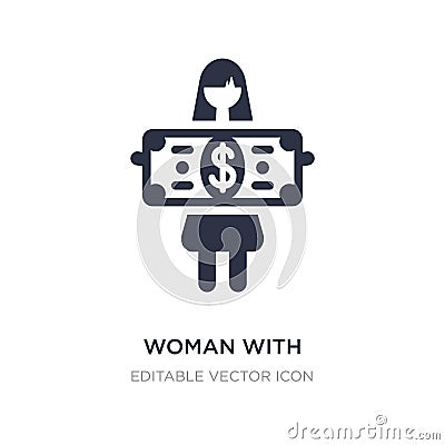 woman with dollar bill icon on white background. Simple element illustration from Business concept Vector Illustration