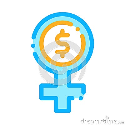 Woman Dollar Mark Icon Vector Outline Illustration Vector Illustration