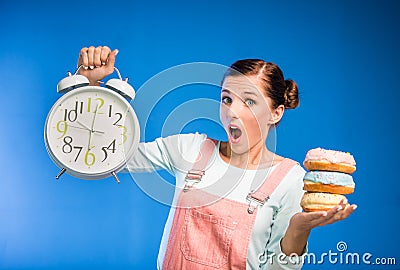 Woman with donuts. Stock Photo