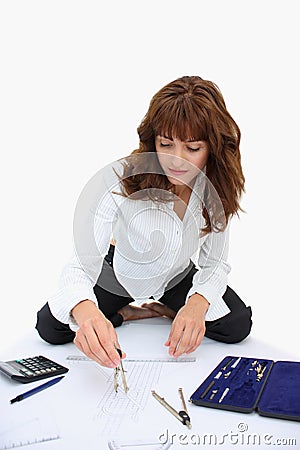 A woman drawing project Stock Photo