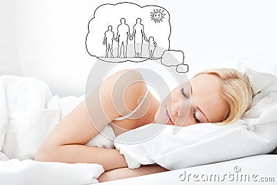 Woman Dreaming Of Having Family Together Stock Photo