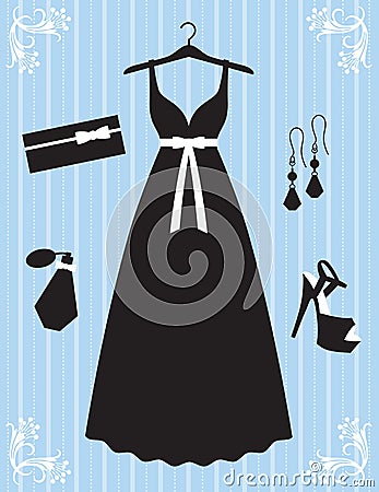 Woman Dress and Accessories Vector Illustration