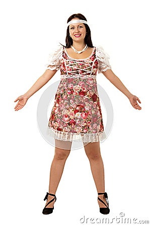 Woman in dress of folksy cut Stock Photo