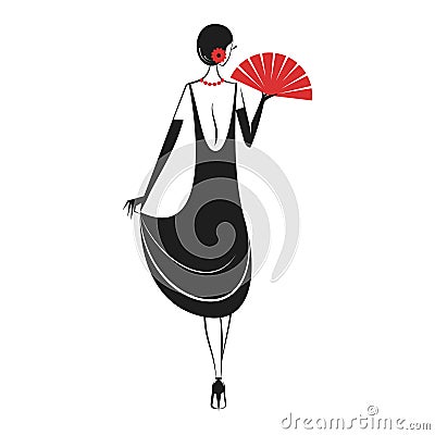 Woman in a dress of the 20`s Vector Illustration