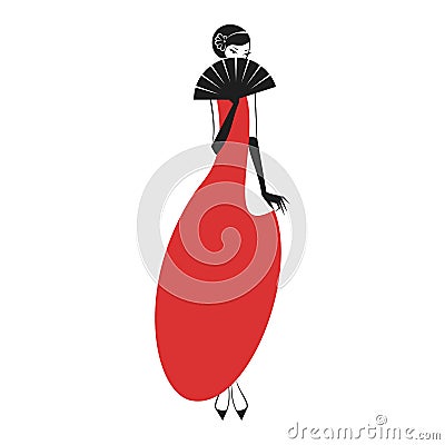 Woman in a dress of the 20`s Vector Illustration