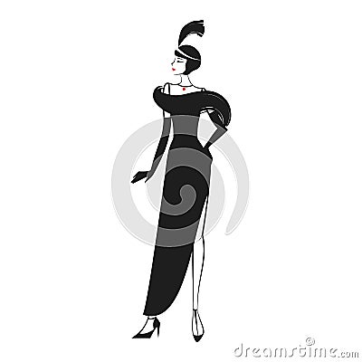 Woman in a dress of the 20`s Vector Illustration