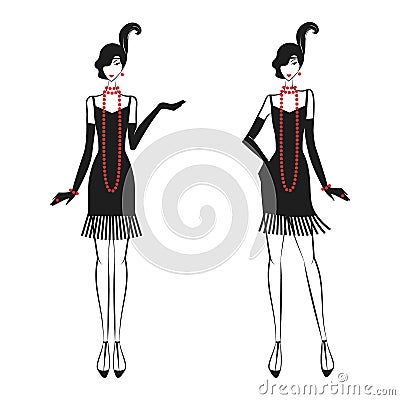 Woman in a dress of the 20`s Vector Illustration