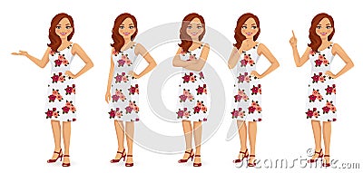 Woman in dress set Vector Illustration