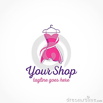 Woman dress shop logo design online store for women clothing brand Vector Illustration