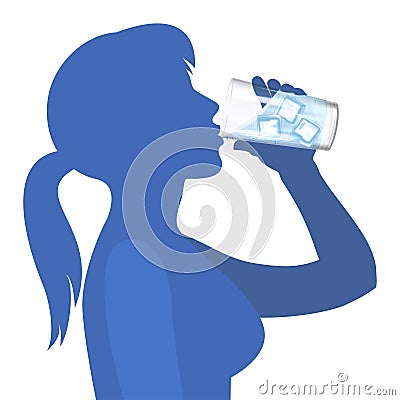 Woman drink water. Concept of healthy lifestyle. Vector Vector Illustration