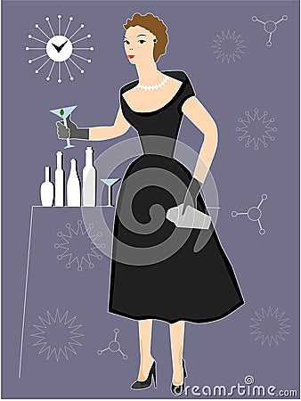Woman drinking cocktail at Party Stock Photo