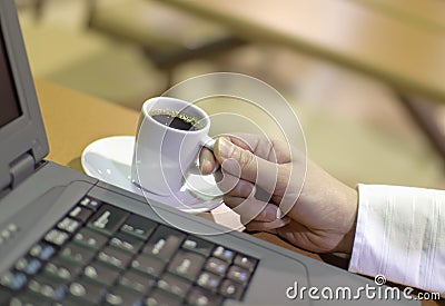 Woman drinking an expresso coffee Stock Photo