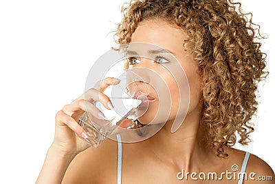 Woman drinking water Stock Photo