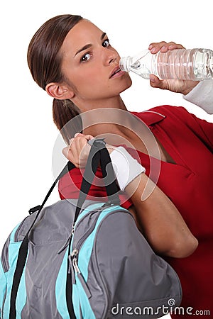 Woman drinking water Stock Photo