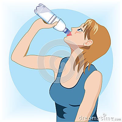 Woman drinking water Vector Illustration