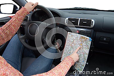 woman drive a car Stock Photo