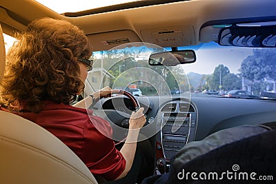 Woman driving car Stock Photo