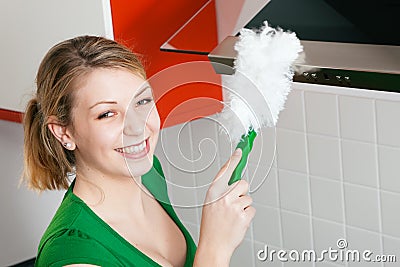 Woman dusting Stock Photo