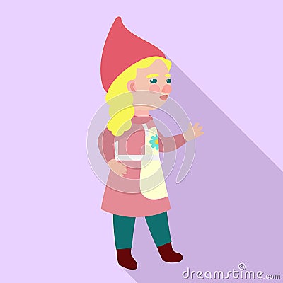 Woman dwarf icon, flat style Vector Illustration