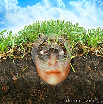 Woman in earth Stock Photo