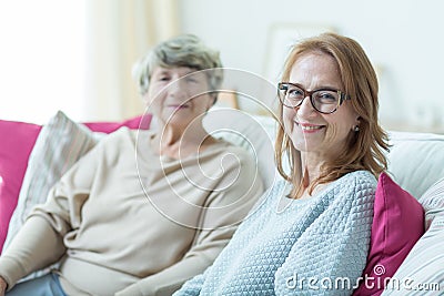 Woman and elder lady Stock Photo