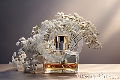 aroma woman bottle cosmetic smell fragrance flower oil glass scent perfume. Generative AI. Stock Photo