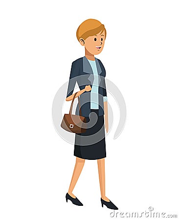 woman elegant suit and handbag Cartoon Illustration