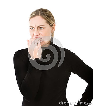 Woman embarrass Stock Photo