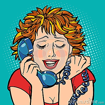 Woman embarrassed embarrassment shame. telephone conversation Vector Illustration