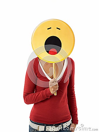 Woman with emoticon Stock Photo