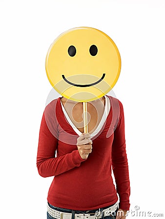 Woman with emoticon Stock Photo