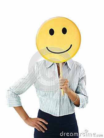 Woman with emoticon Stock Photo
