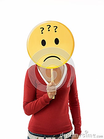 Woman with emoticon Stock Photo