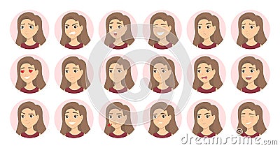 Woman emotions set. Vector Illustration