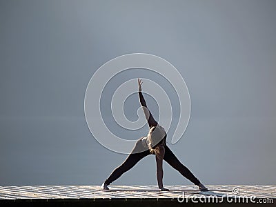 Yoga at Cultus lake British Columbia Stock Photo