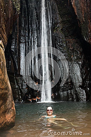 The Waterfall Cachoeira Capelao, in Brazil Stock Photo
