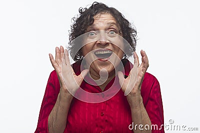 Woman estatic, horizontal Stock Photo