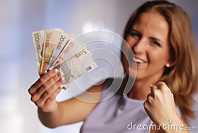 Woman with euro Stock Photo