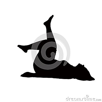 A woman exercising body, black color silhouette vector Vector Illustration