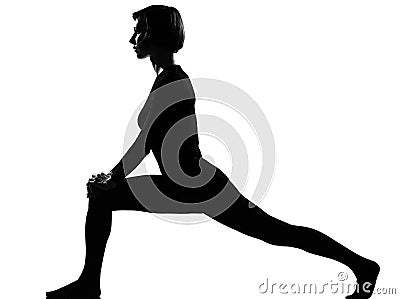 Woman exercising fitness yoga stretching Stock Photo