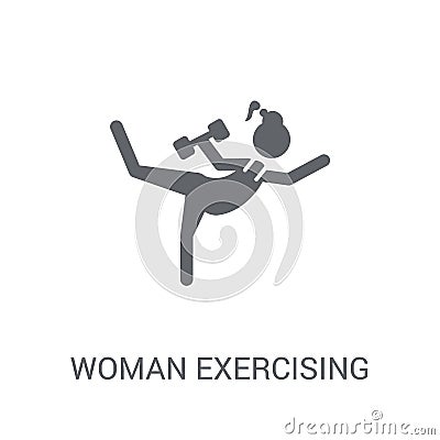 Woman Exercising icon. Trendy Woman Exercising logo concept on w Vector Illustration