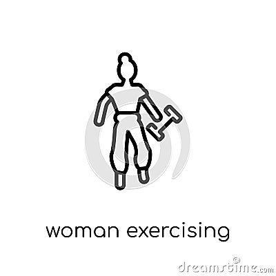 Woman Exercising icon. Trendy modern flat linear vector Woman Ex Vector Illustration